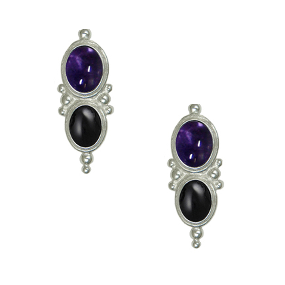 Sterling Silver Drop Dangle Earrings With Iolite